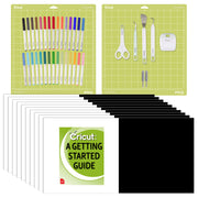 Cricut Starter Bundle, Beginner Guide, Basic Tool Kit, Sketch Pen Set, Replacement Blades, Permanent Vinyl Pack