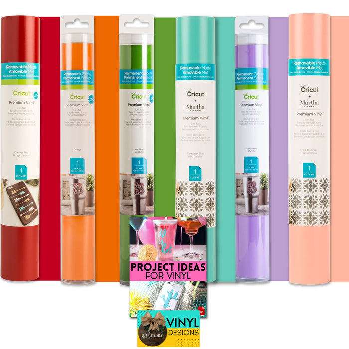 Cricut Premium Vinyl Rolls, Rainbow Craft Vinyl Bundle, 6 Count