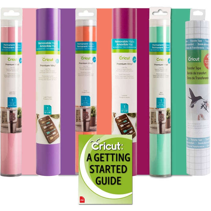 Cricut Premium Vinyl Rolls and Transfer Tape Bundle, Lover, 6 Count