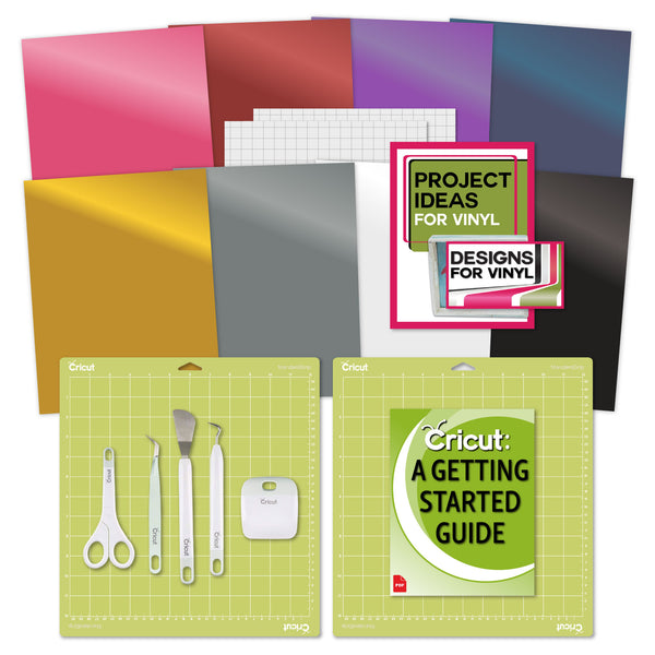 Cricut Starter Bundle, Beginner Guide, Basic Tool Kit, Sketch Pen Set,  Replacement Blades, Permanent Vinyl Pack