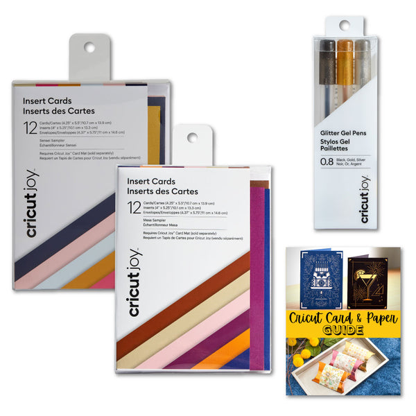 Cricut Joy Card Cutting Mat, Pen Set, Insert Cards, Metallic Gold Gray  Bundle