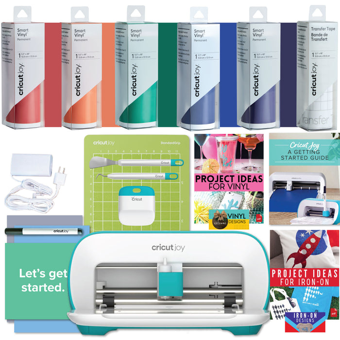 Cricut Joy Cutting Machine Rainbow Vinyl, Joy Starter Tool Set, and Transfer Tape Bundle