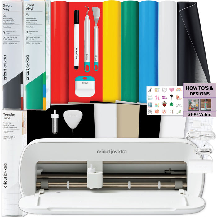 Cricut Joy Xtra Bundle with Rainbow Smart Vinyl, Transfer Tape & Tools | Sticker, Label & Vinyl Cutting Machine