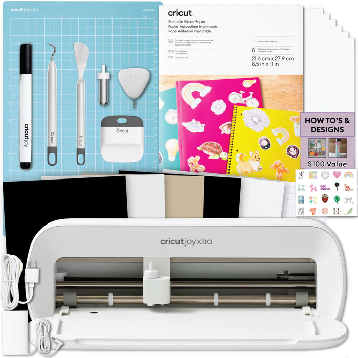Cricut Joy Xtra Cutting Machine Sticker Making Bundle with Printable Sticker Paper | Beginner Print Then Cut Machine for Planner Stickers, Decals & Scrapbooking
