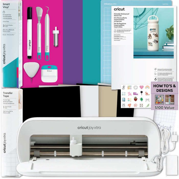 Cricut Joy Xtra Sticker Making Bundle with Printable Sticker Paper & Smart Vinyl | Print Then Cut Machine for Labels, Decals & Crafts