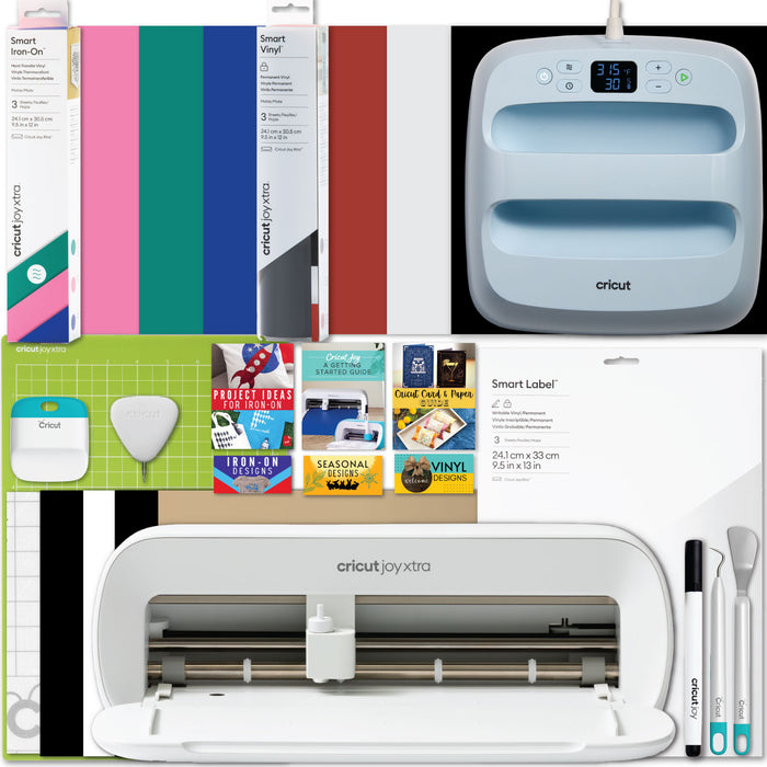 Cricut Joy Xtra Machine with EasyPress 3 9x9 and Heat Press Materials Bundle