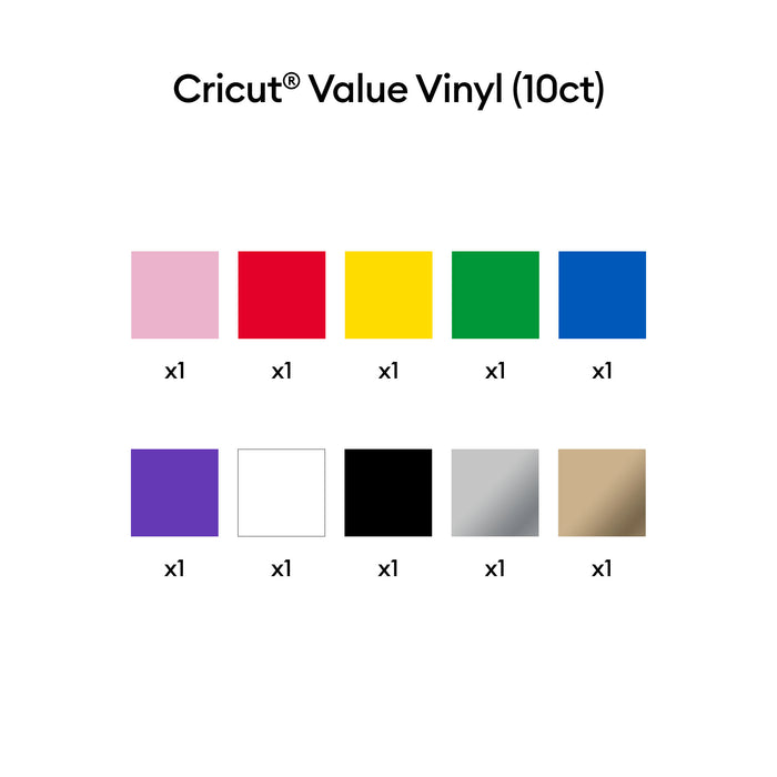 Cricut Value 12 in x 5 ft Rainbow Vinyl Rolls - 10 Count