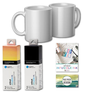 Cricut Ceramic Mugs for Mug Press, 12oz, Infusible Ink Sheets & Designs Bundle