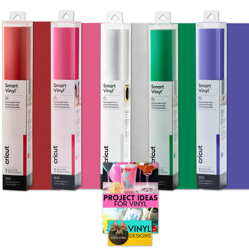 Cricut Smart Vinyl Holiday Jewel Tones Bundle, 5-Roll Christmas Vinyl Pack for Cricut Explore 3 & Maker 3