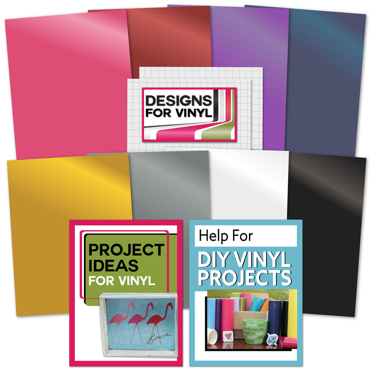 8 Sheets Cricut Adhesive Backed Vinyl With Transfer Paper, Designs and Digital Books